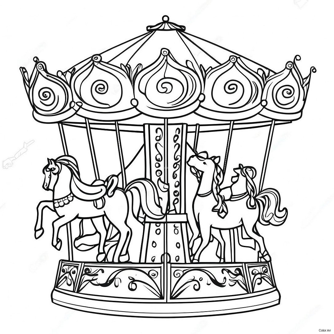Pagina Da Colorare Di Una Scena Vintage Del Carousel 32250 16698
