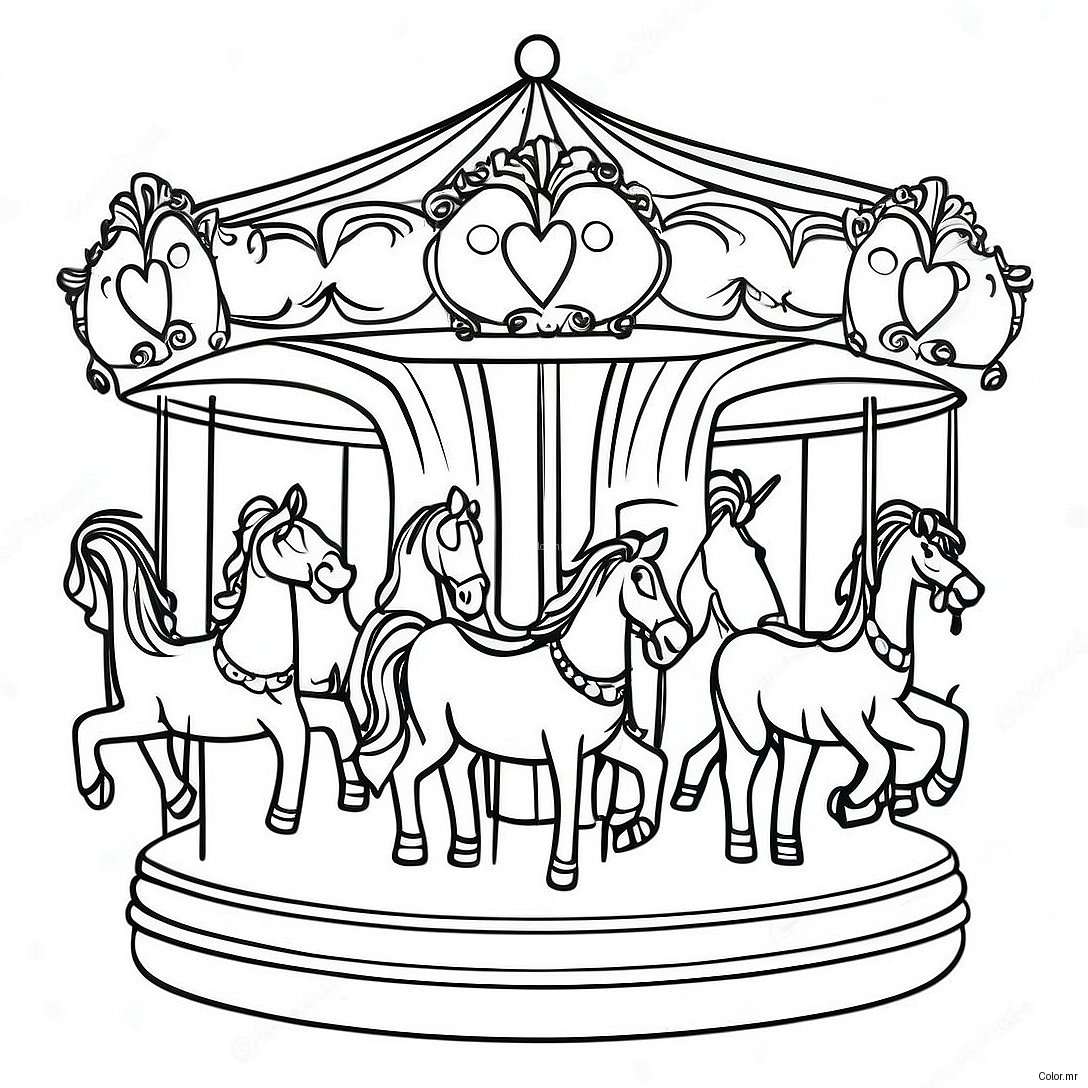Pagina Da Colorare Di Una Scena Vintage Del Carousel 32250 16699