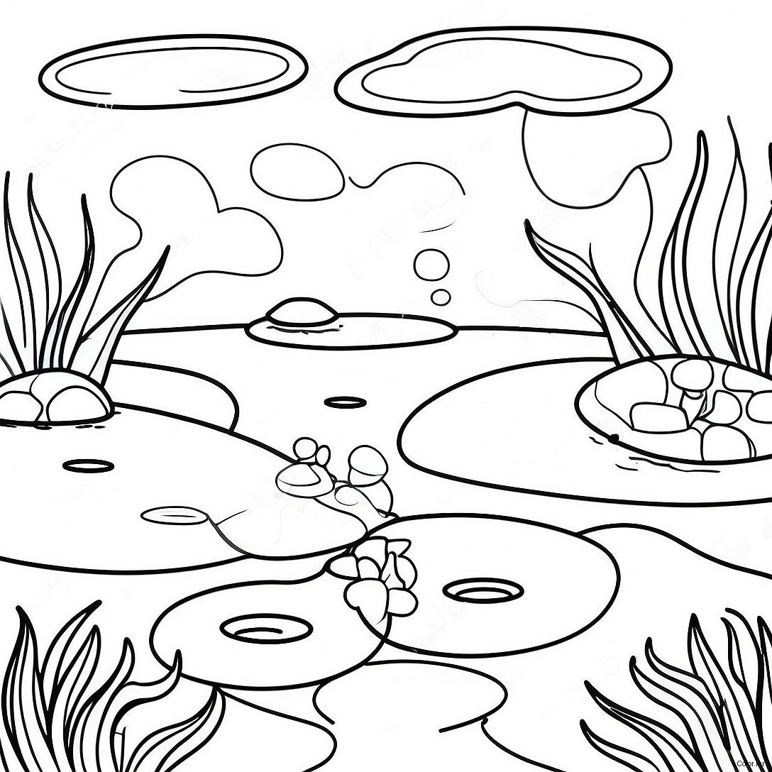 Pagina Da Colorare Di Uno Stagno Sereno Con Foglie Di Loto 6455 5256