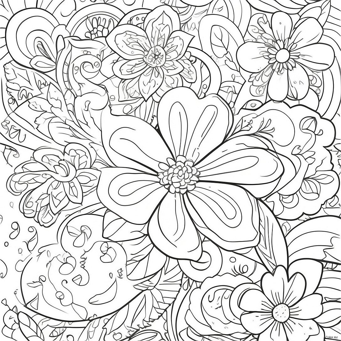 Pagina Da Colorare Floreale Grunge Vintage 3891 3150