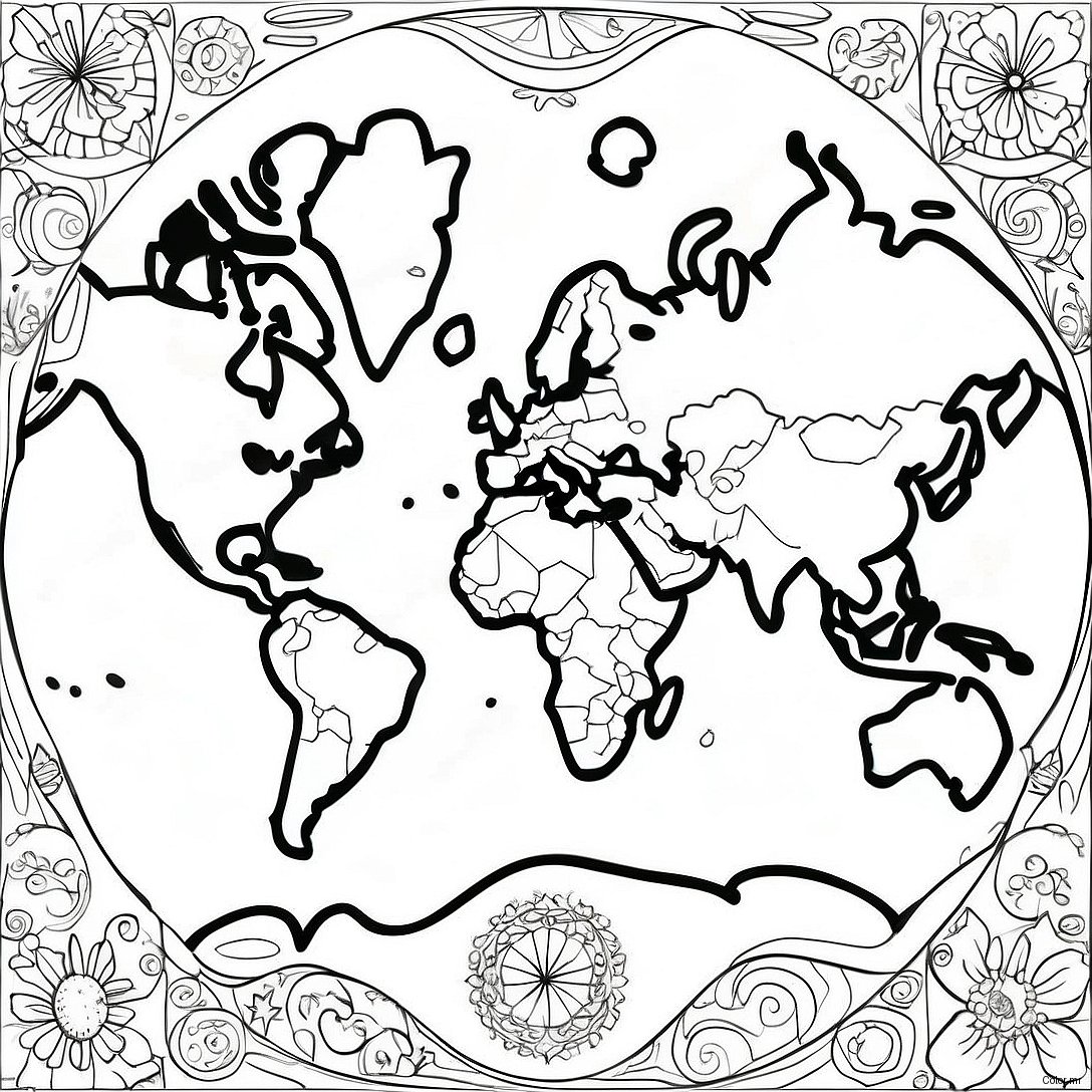Pagina Da Colorare Mappa Del Mondo Dettagliata 5433 4350