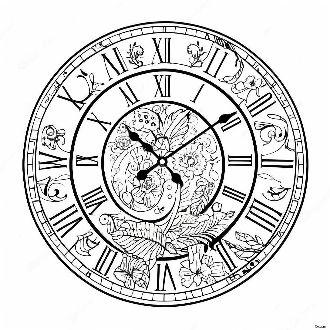 Pagina Da Colorare Orologio Da Parete Vintage 28256 25629
