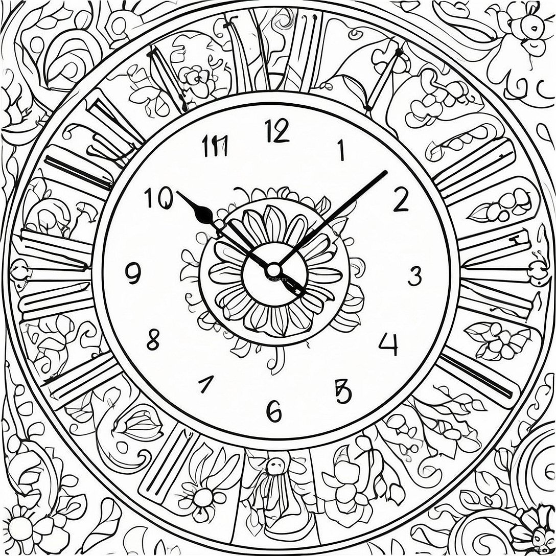 Pagina Da Colorare Orologio Da Parete Vintage 28256 25632