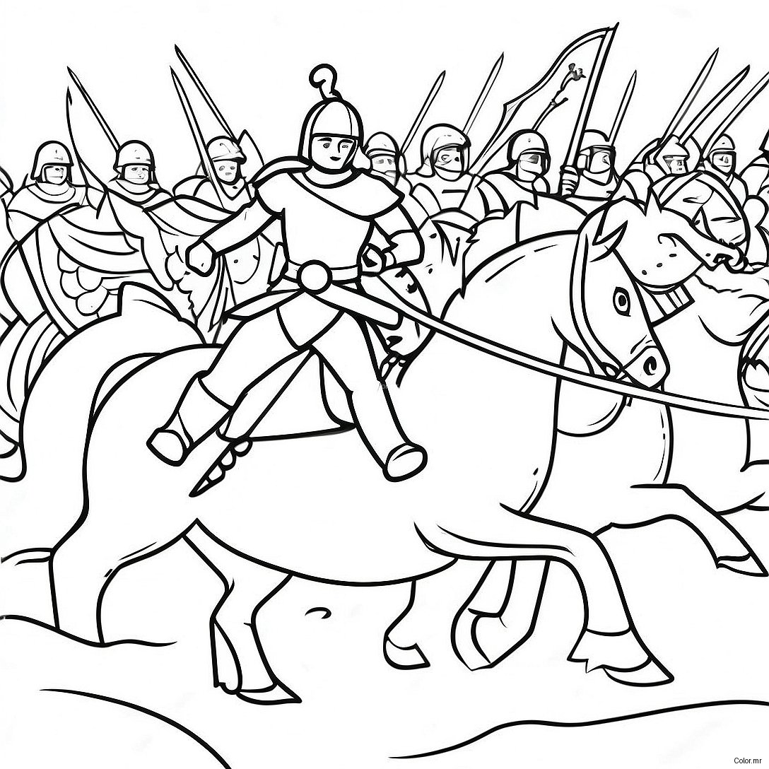 Pagina Da Colorare Scena Di Battaglia Epica 61997 51378