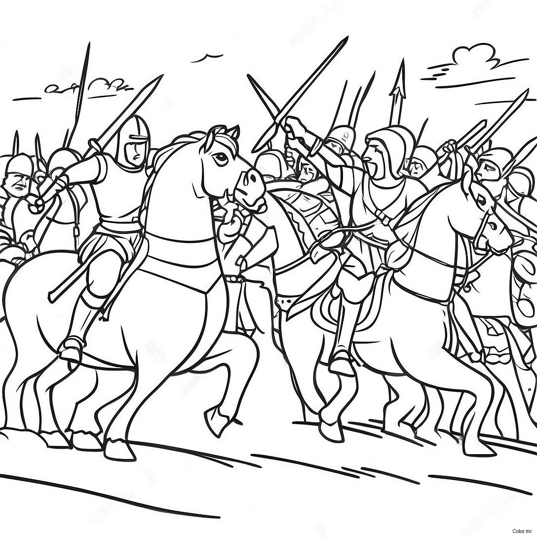 Pagina Da Colorare Scena Di Battaglia Epica 61997 51379