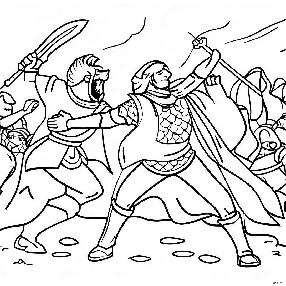 Pagina Da Colorare Scena Di Battaglia Epica 61997 51380