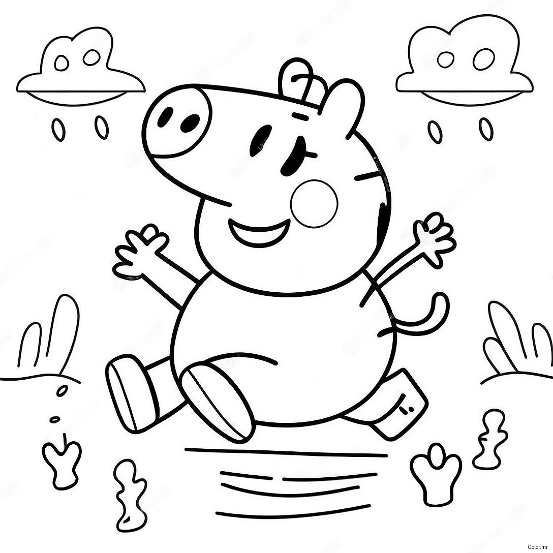 Peppa Pig Jumping In Muddy Puddles Coloring Page 47985 39893