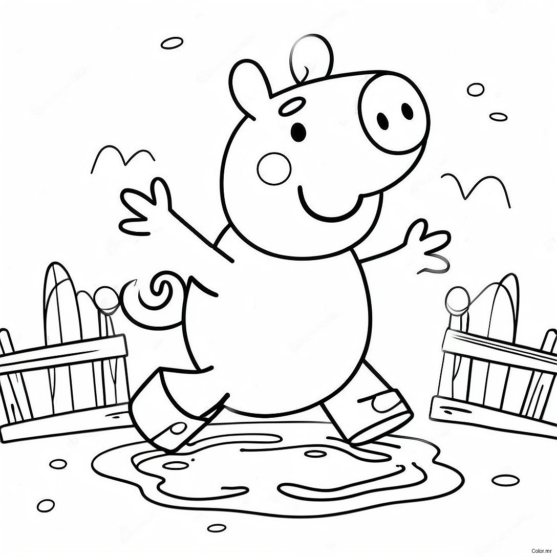 Peppa Pig Jumping In Muddy Puddles Coloring Page 47985 39894