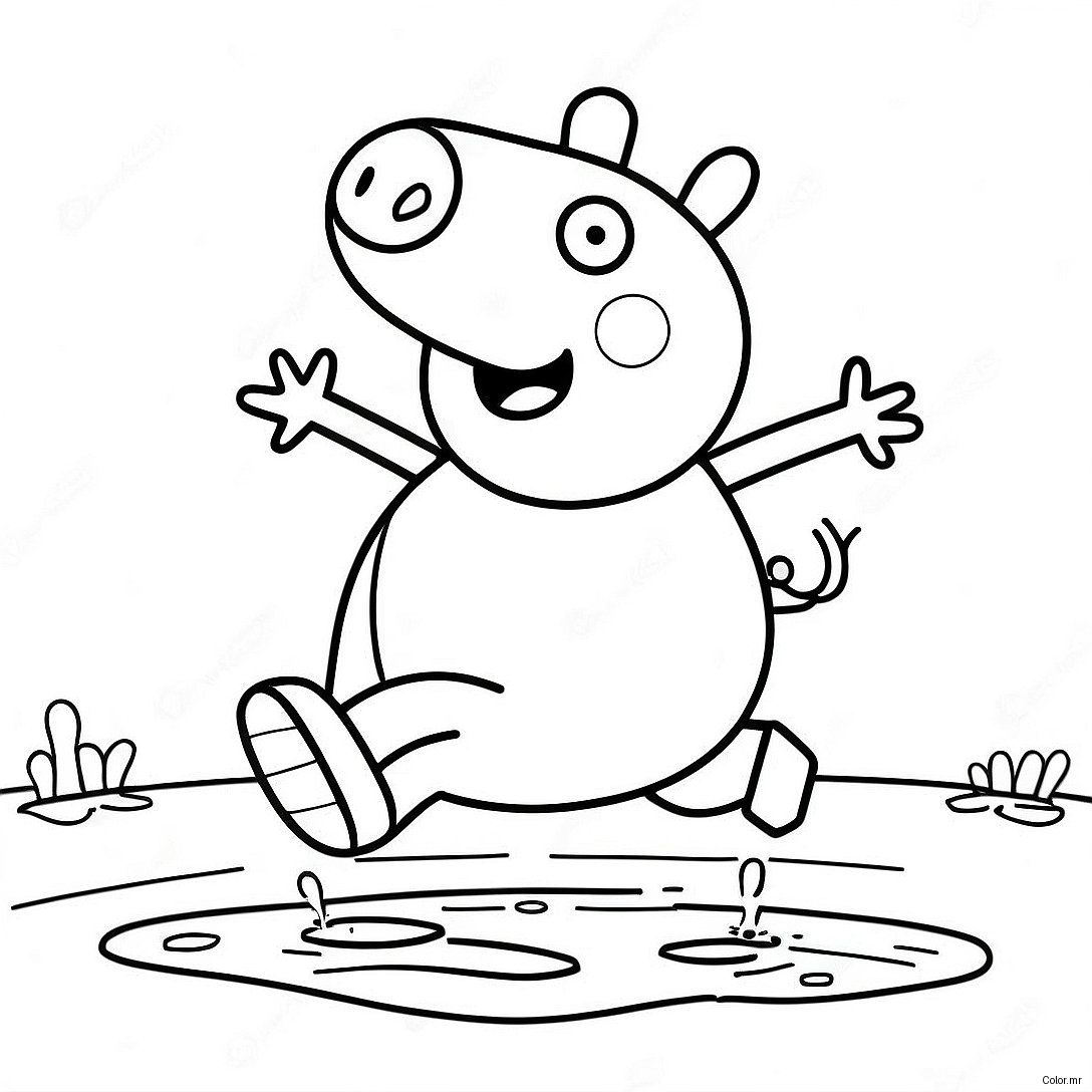 Peppa Pig Jumping In Muddy Puddles Coloring Page 47985 39895