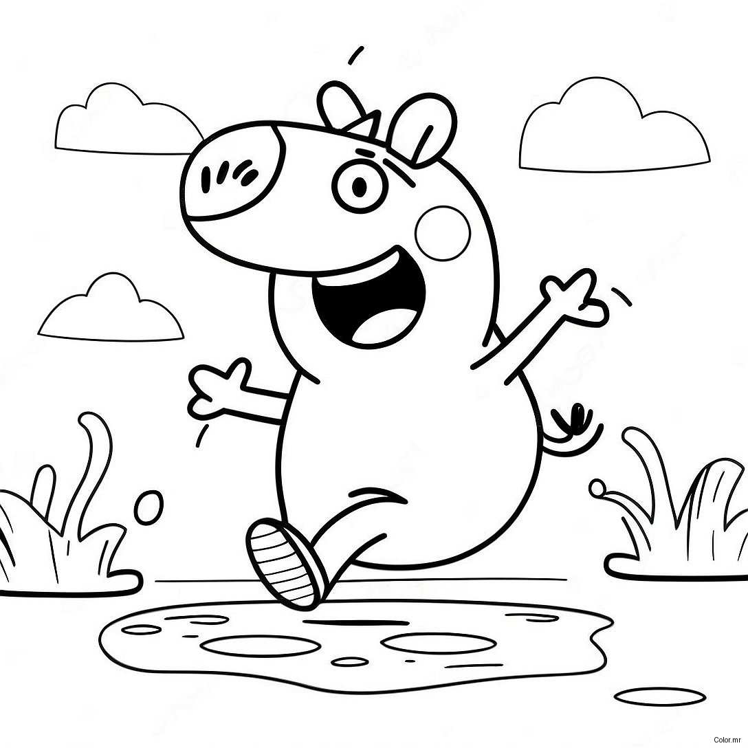 Peppa Pig Jumping In Muddy Puddles Coloring Page 47985 39896