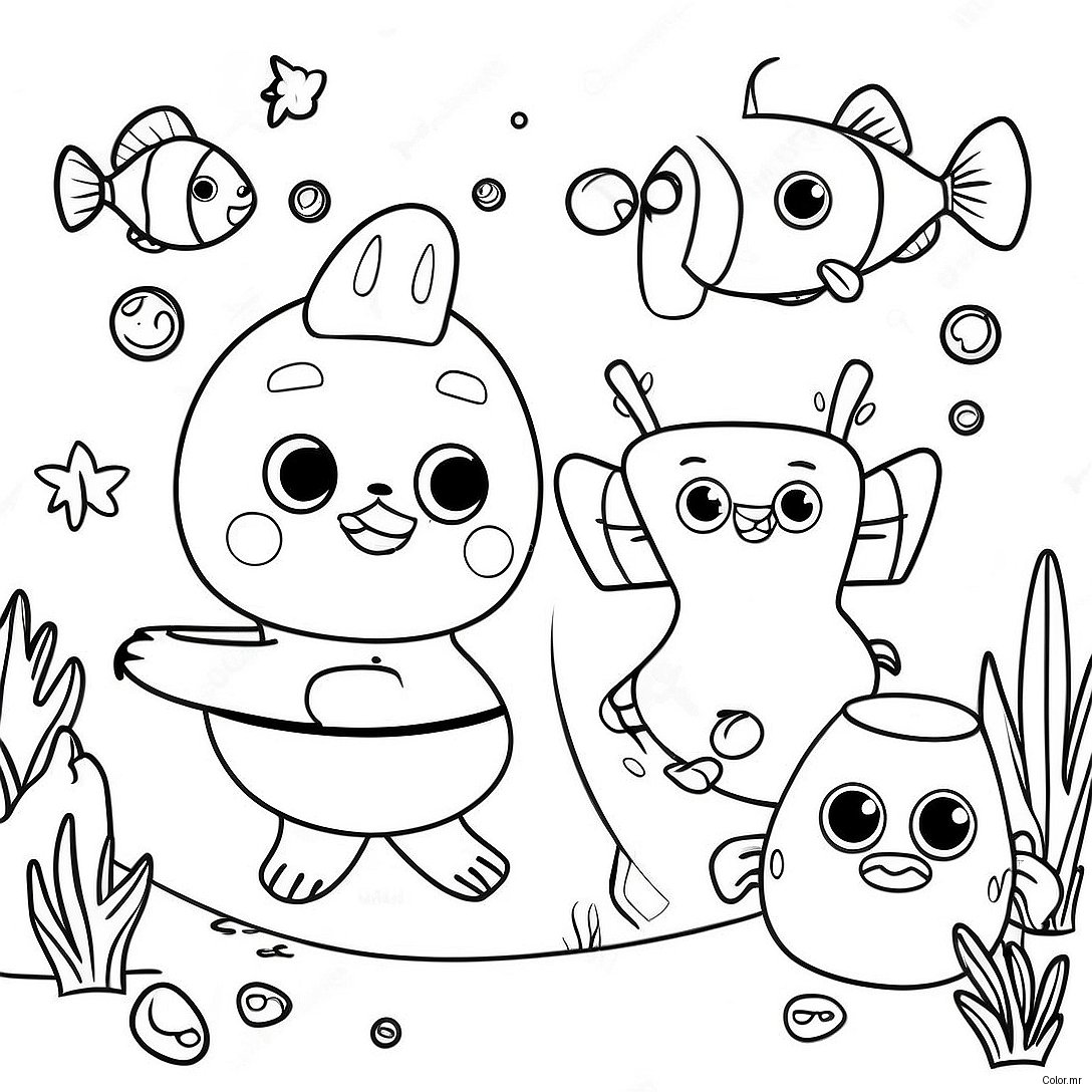 Pinkfong And Friends Underwater Adventure Coloring Page 2768 2256