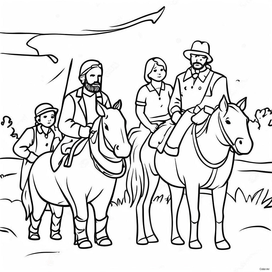 Pioneer Family Journeying West Coloring Page 30729 27579