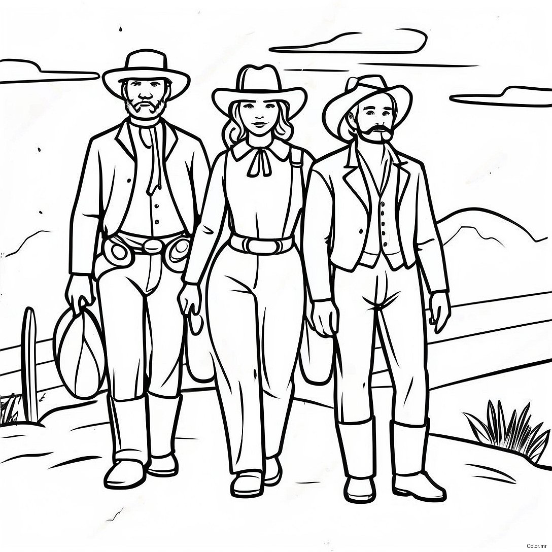 Pioneer Family Journeying West Coloring Page 30729 27580