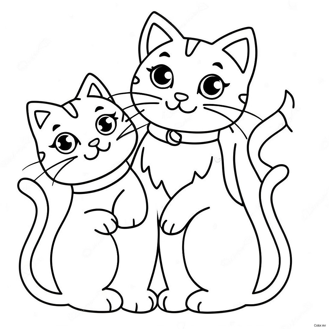 Playful Kittens With Their Mother Cat Coloring Page 25126 22995