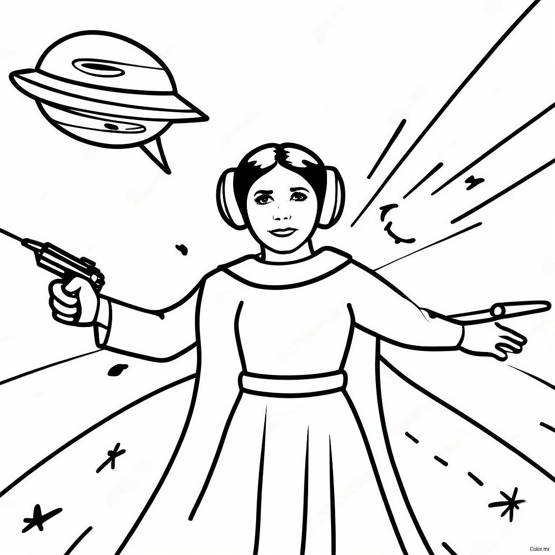 Princess Leia In A Galactic Battle Coloring Page 17776 14906