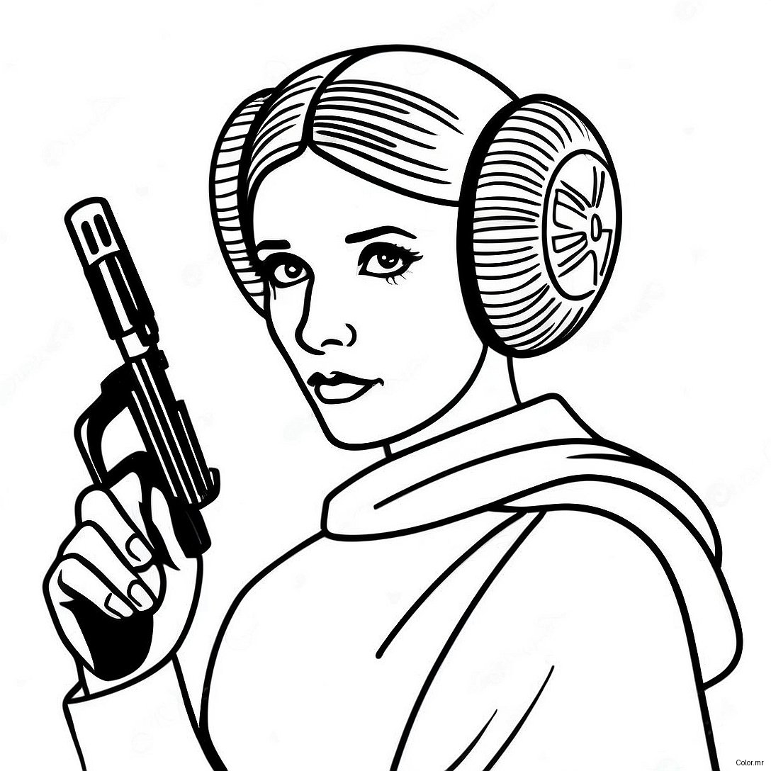 Princess Leia In A Galactic Battle Coloring Page 17776 14908