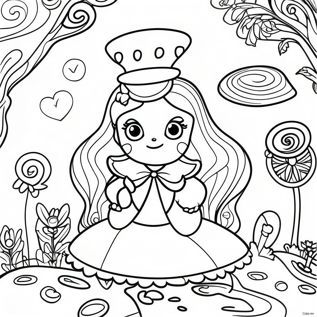 Psychedelic Alice In Wonderland Coloring Page 5402 4323