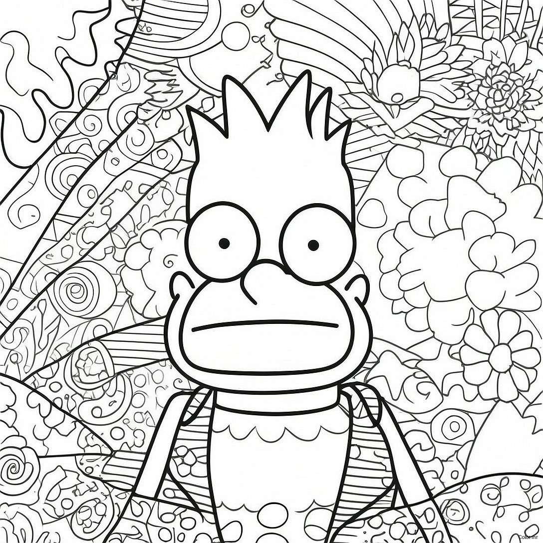 Psychedelic Bart Simpson With Groovy Patterns Coloring Page 13438 11155