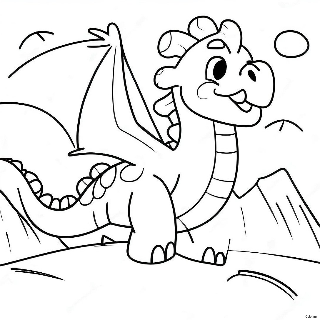 Puff The Magic Dragon Flying Over Mountains Coloring Page 66651 55036