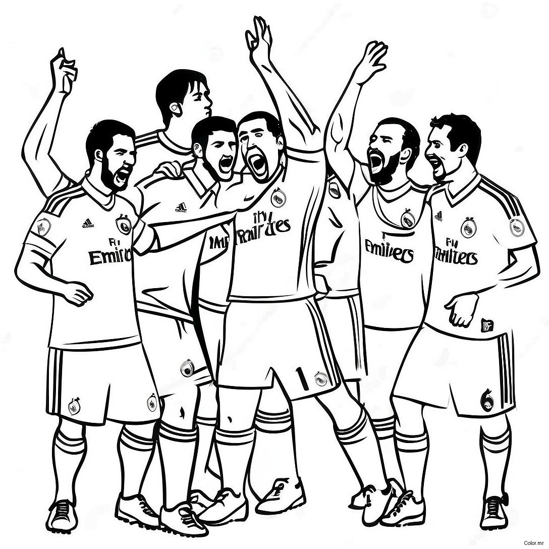 Real Madrid Players Celebrating Coloring Page 10237 8416