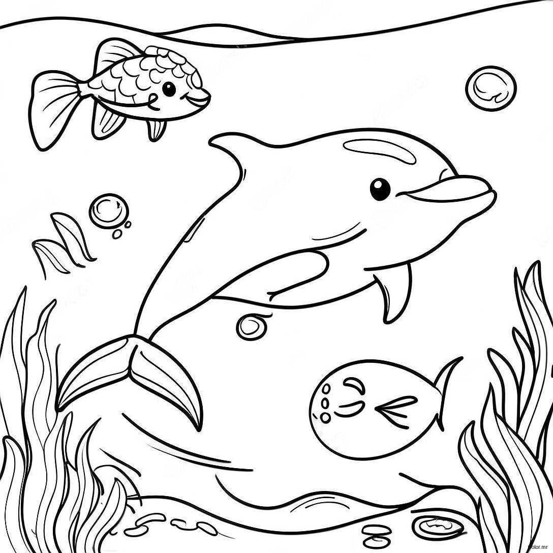 Realistic Dolphin Swimming In Ocean Coloring Page 11327 9282