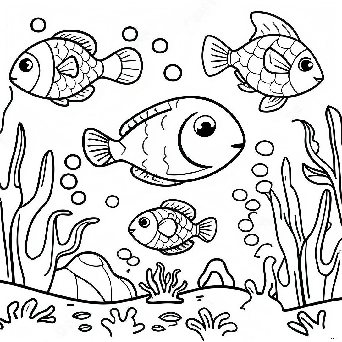 Realistic Fish Swimming In Coral Reef Coloring Page 39417 32717