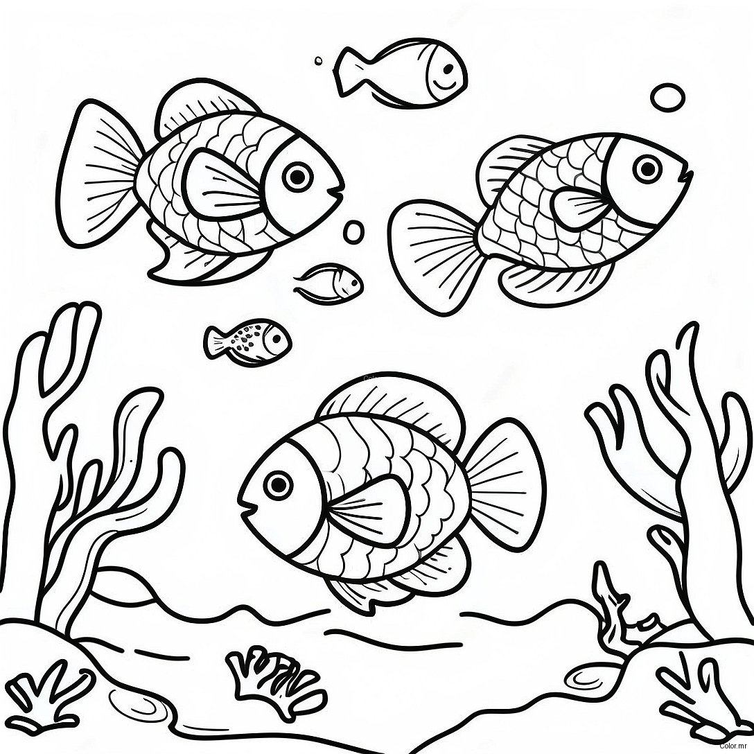 Realistic Fish Swimming In Coral Reef Coloring Page 39417 32718