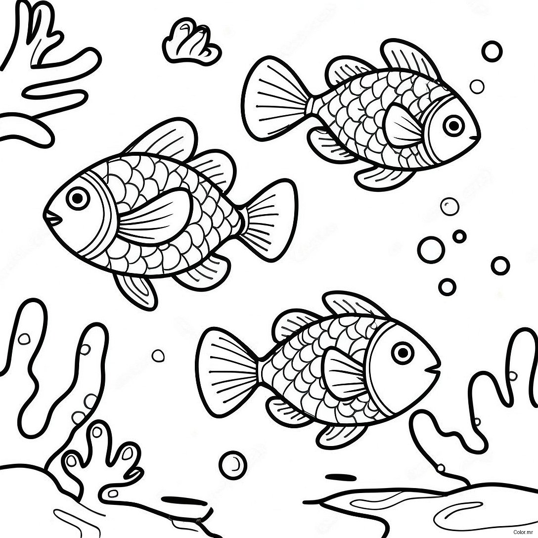 Realistic Fish Swimming In Coral Reef Coloring Page 39417 32719