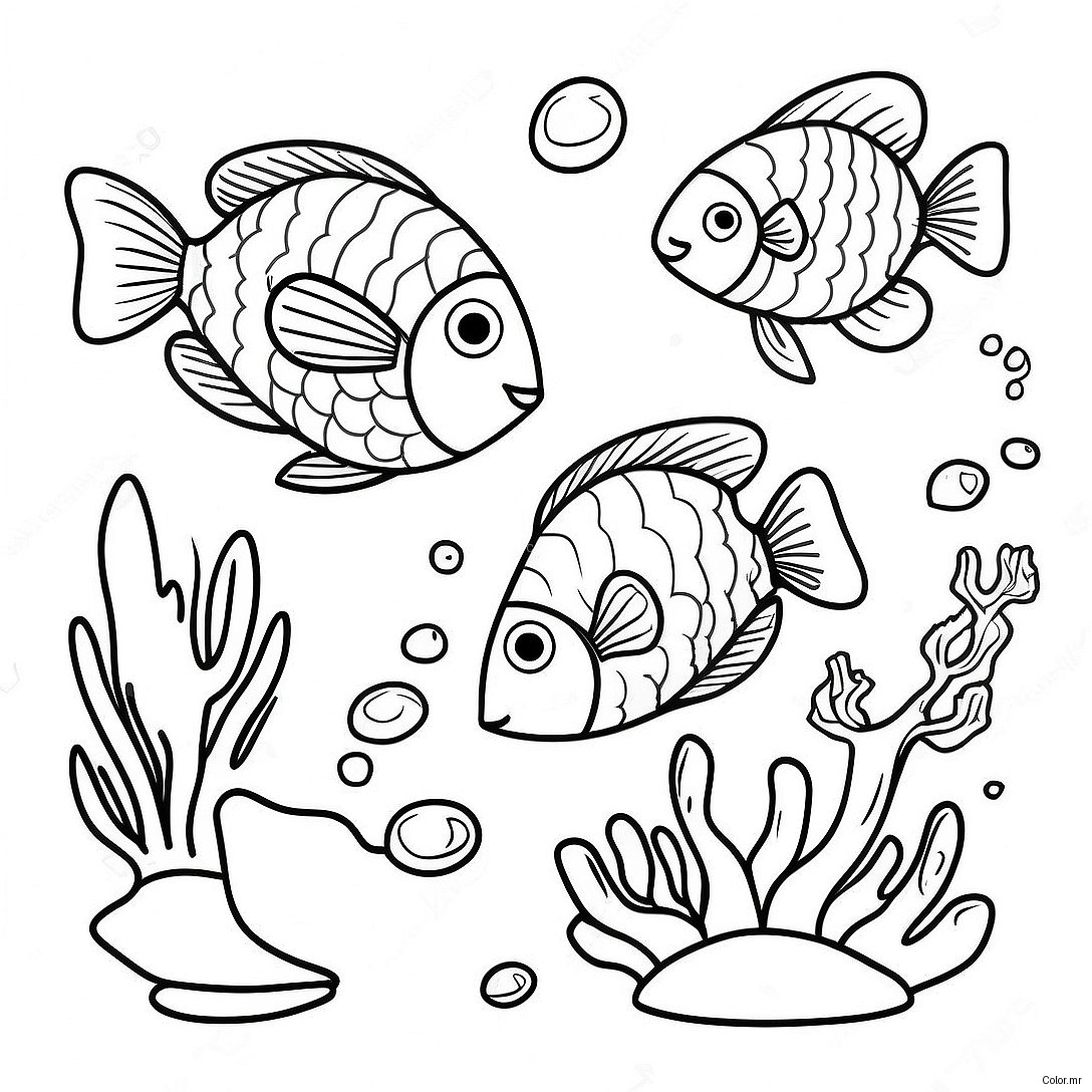 Realistic Fish Swimming In Coral Reef Coloring Page 39417 32720