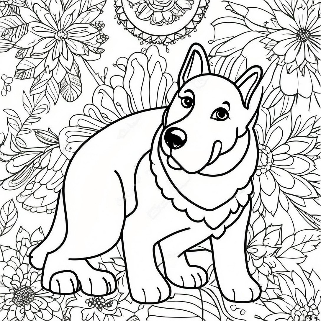 Realistic German Shepherd Portrait Coloring Page 30518 27405