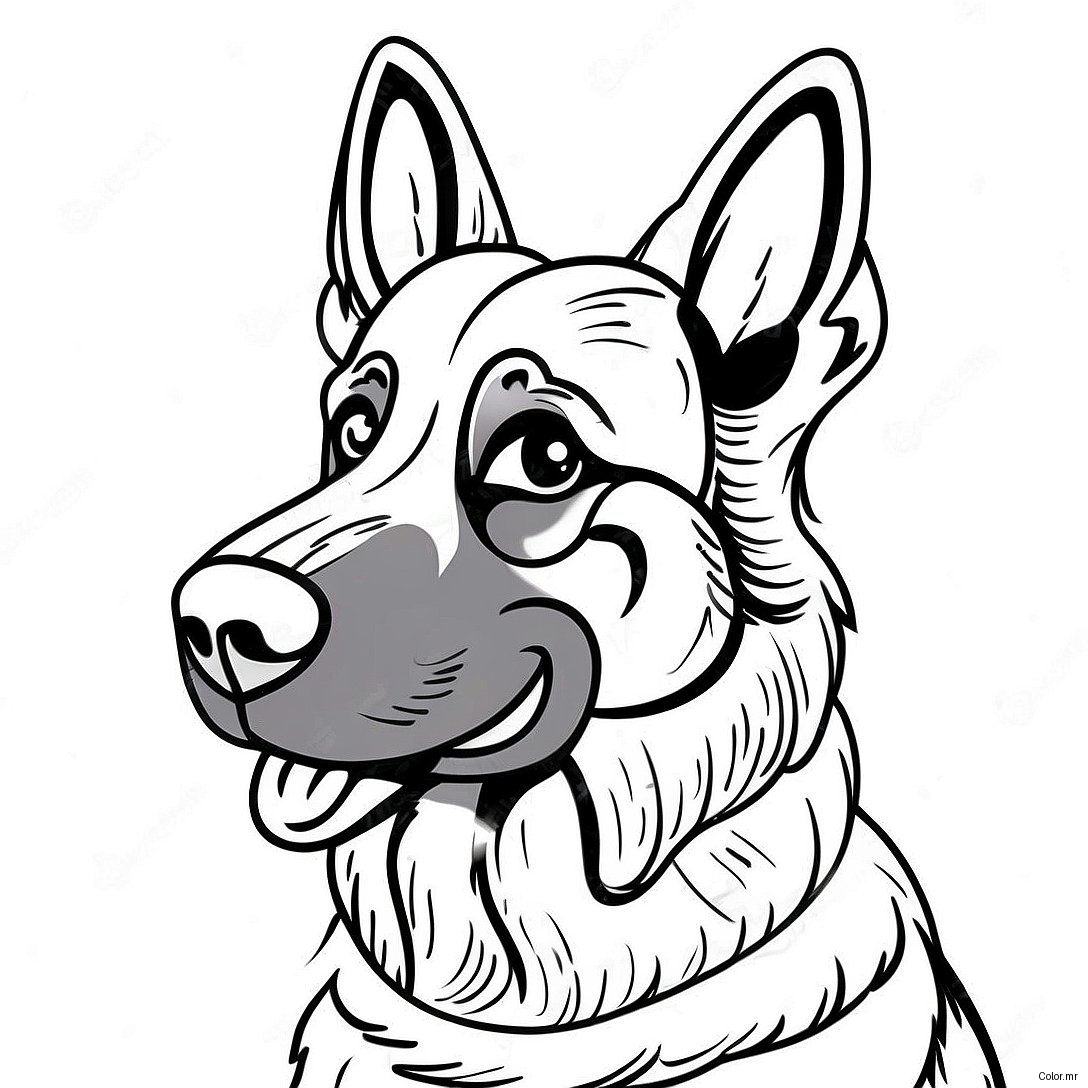 Realistic German Shepherd Portrait Coloring Page 30518 27407