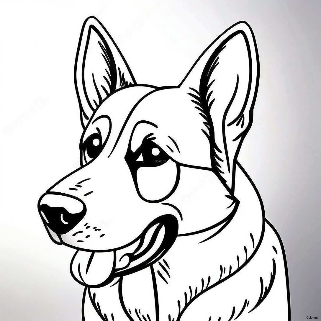 Realistic German Shepherd Portrait Coloring Page 30518 27408