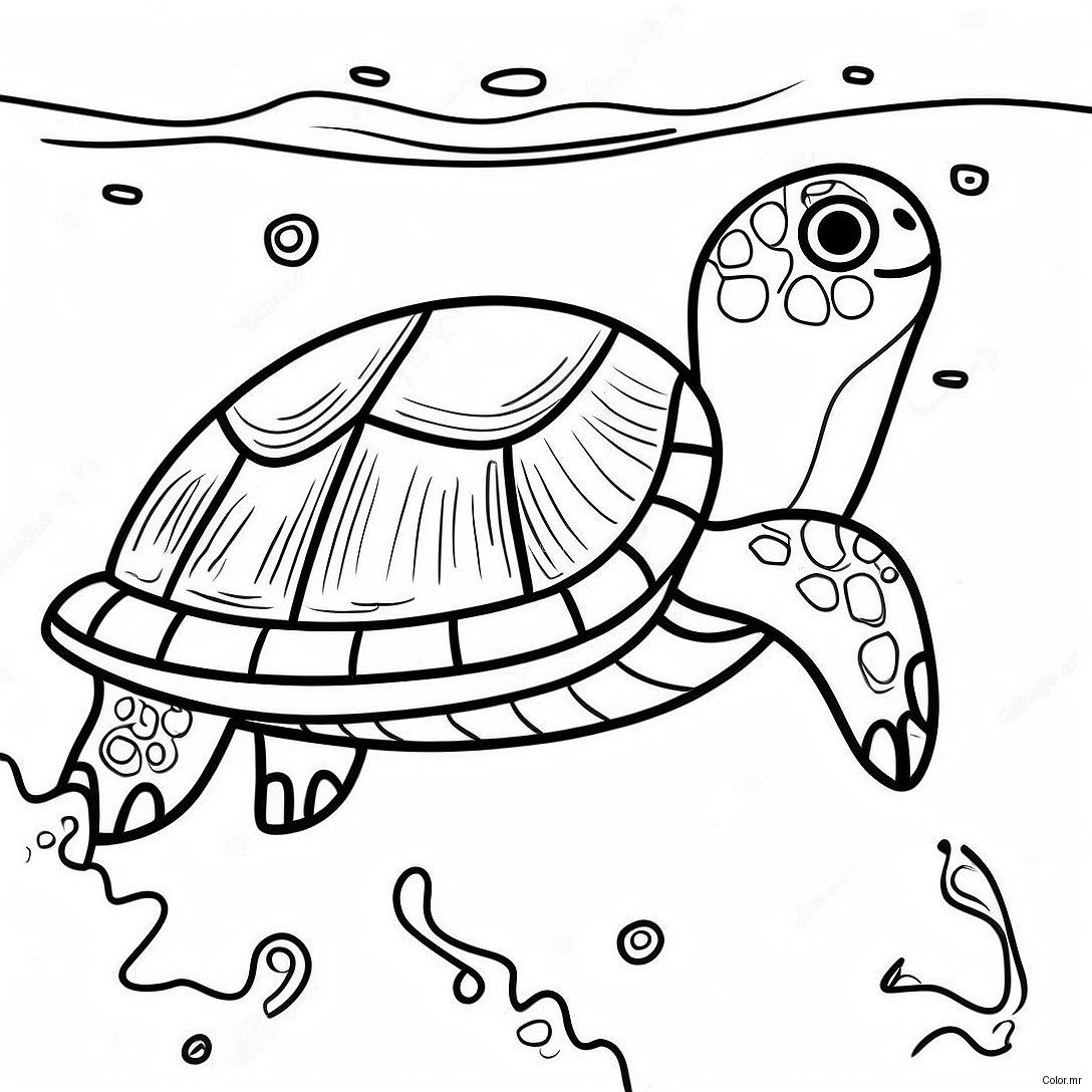 Realistic Sea Turtle Swimming Coloring Page 62858 52042