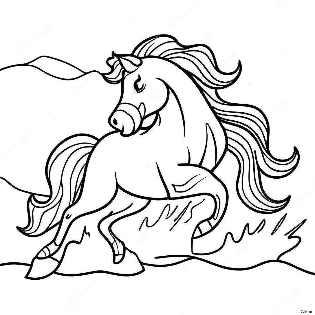 Realistic Wild Horse Galloping Coloring Page 3669 2977