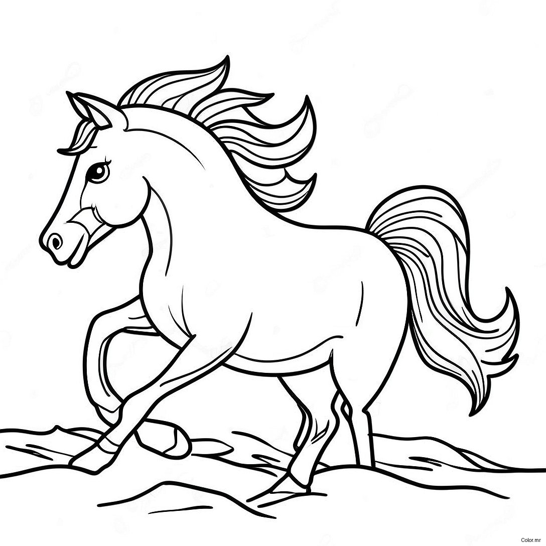 Realistic Wild Horse Galloping Coloring Page 3669 2978