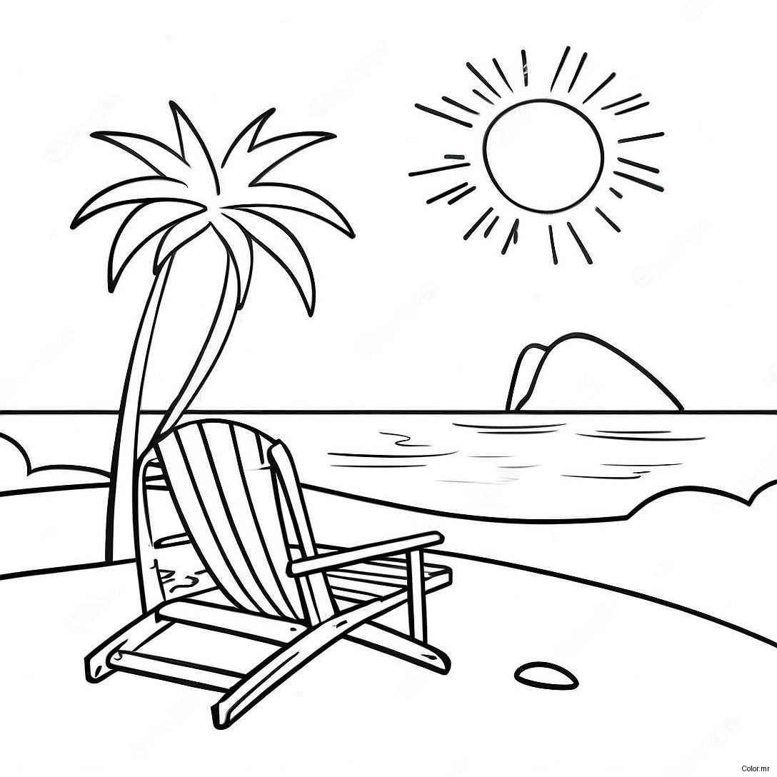 Relaxing Tropical Beach Sunset Coloring Page 43233 35981