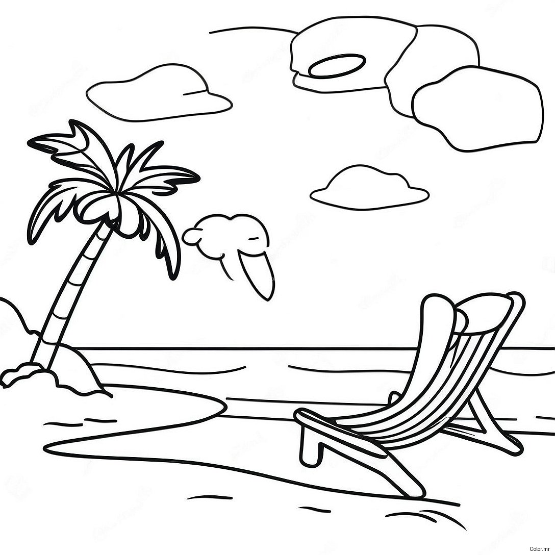 Relaxing Tropical Beach Sunset Coloring Page 43233 35984
