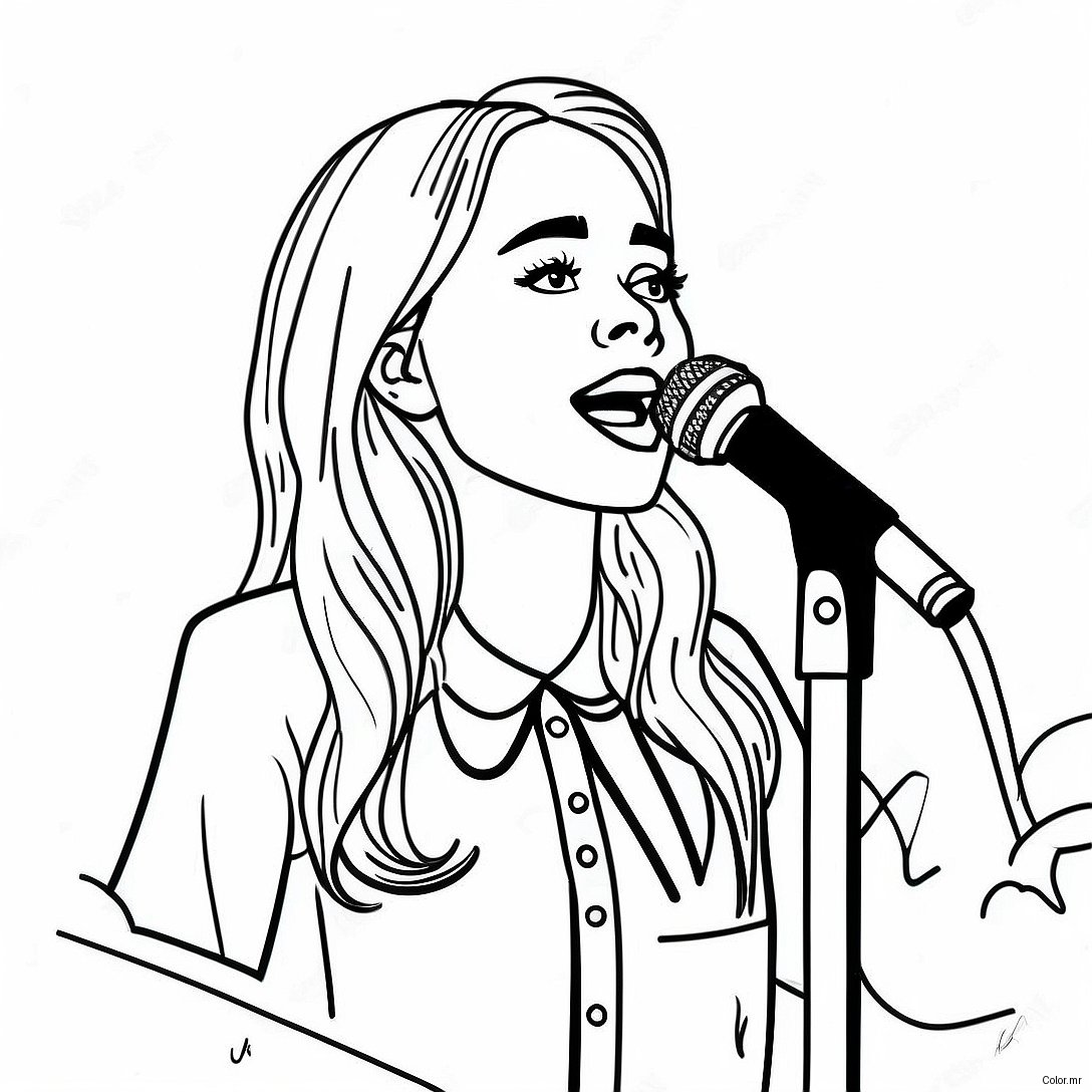 Sabrina Carpenter Singing On Stage Coloring Page 40959 33909