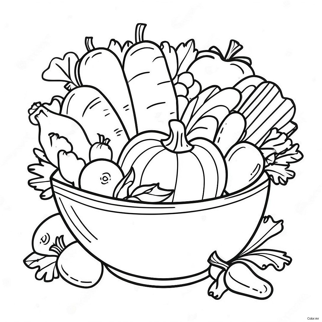 Salad Bowl With Fresh Vegetables Coloring Page 51414 42822