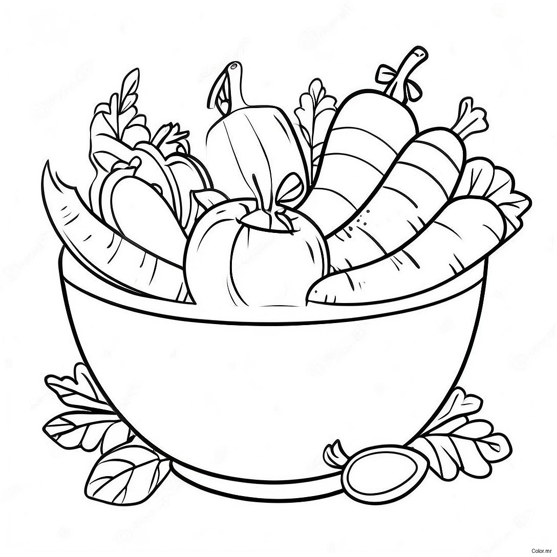 Salad Bowl With Fresh Vegetables Coloring Page 51414 42823