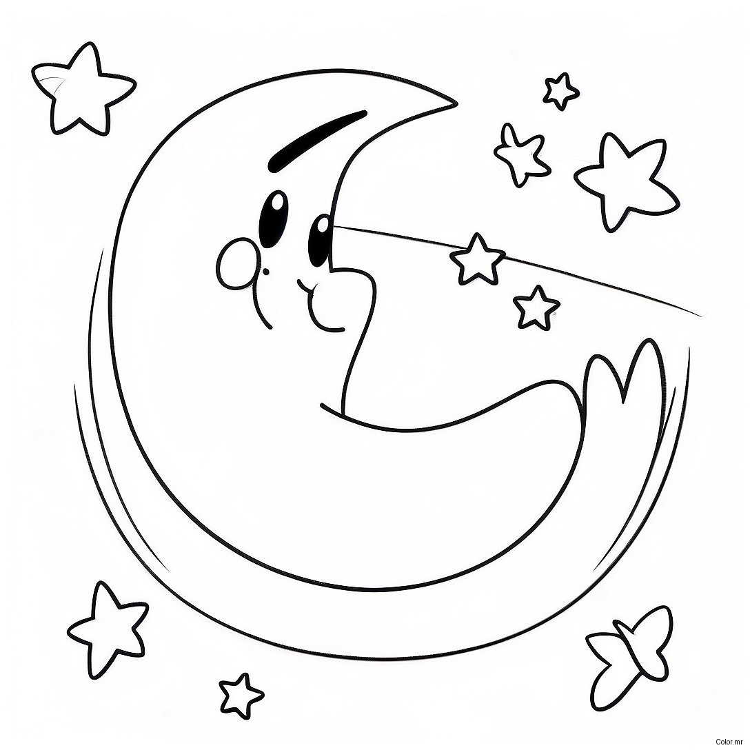 Shining Moon And Twinkling Stars Coloring Page 53509 44453