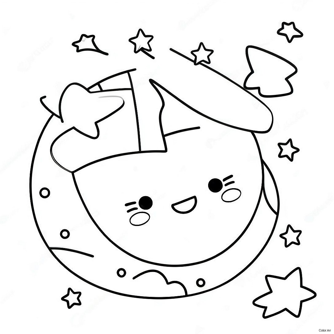 Shining Moon And Twinkling Stars Coloring Page 53509 44455