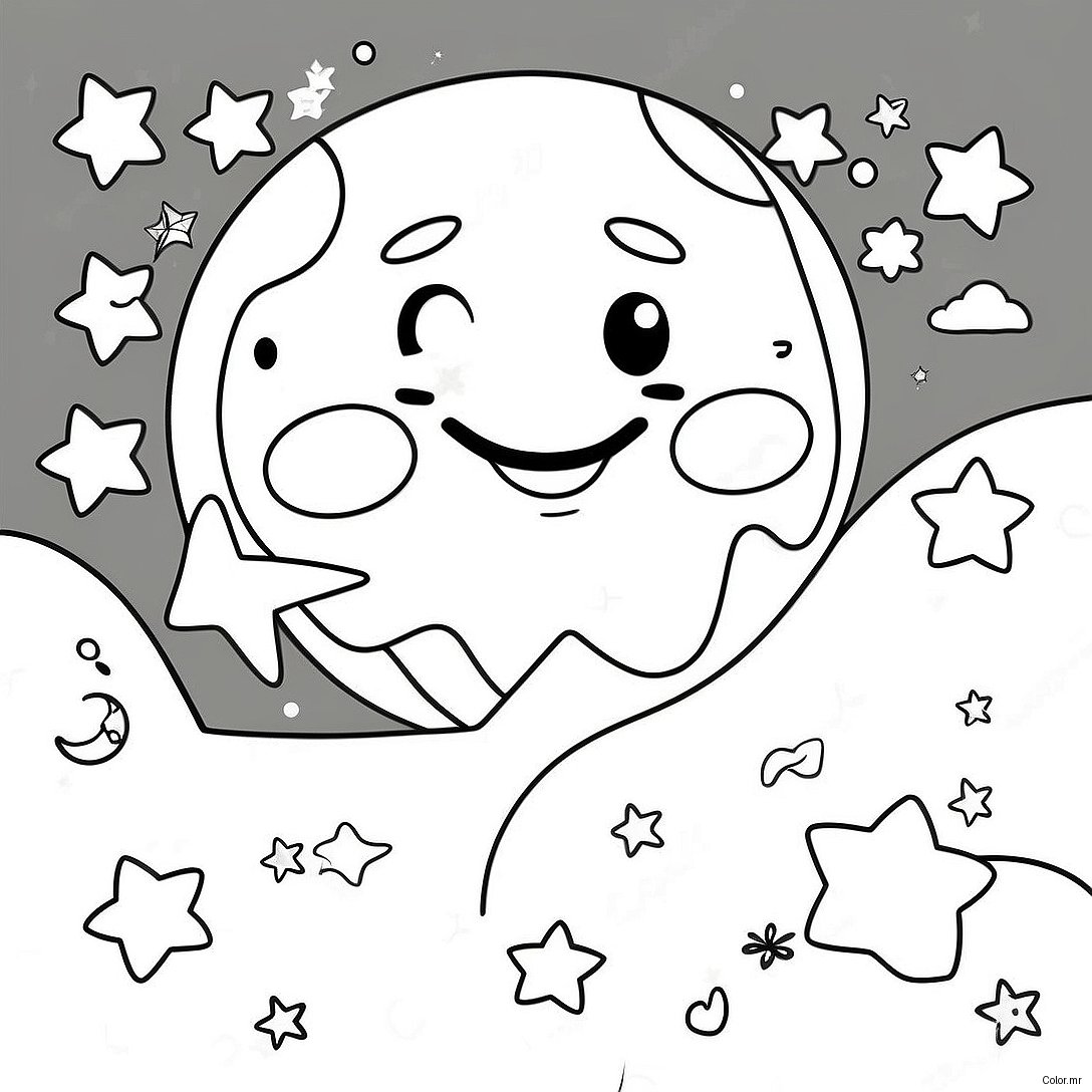 Shining Moon And Twinkling Stars Coloring Page 53509 44601