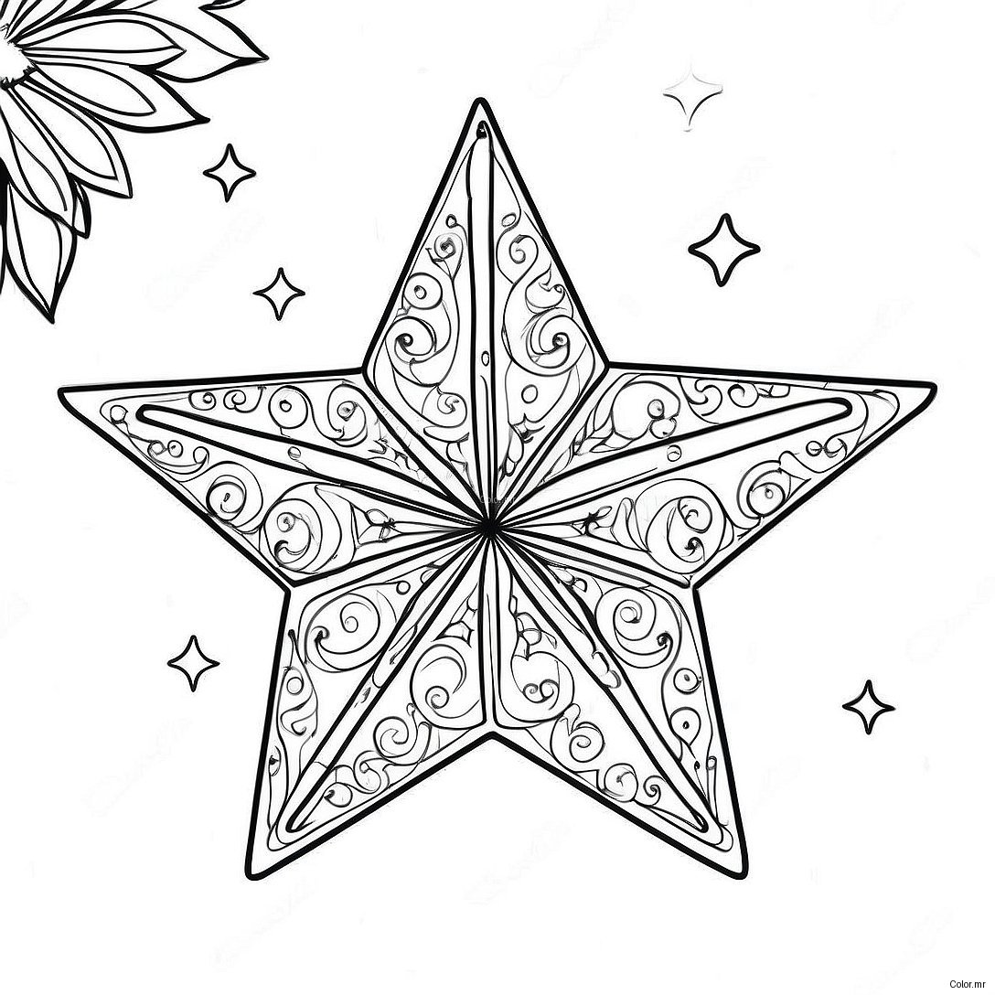 Sparkling Christmas Tree Star Coloring Page 42652 35529