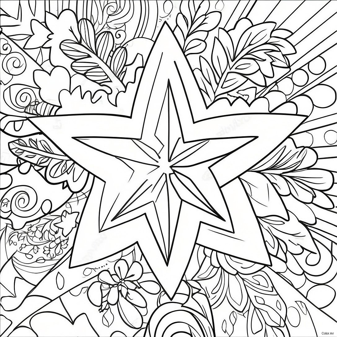 Sparkling Christmas Tree Star Coloring Page 42652 35530