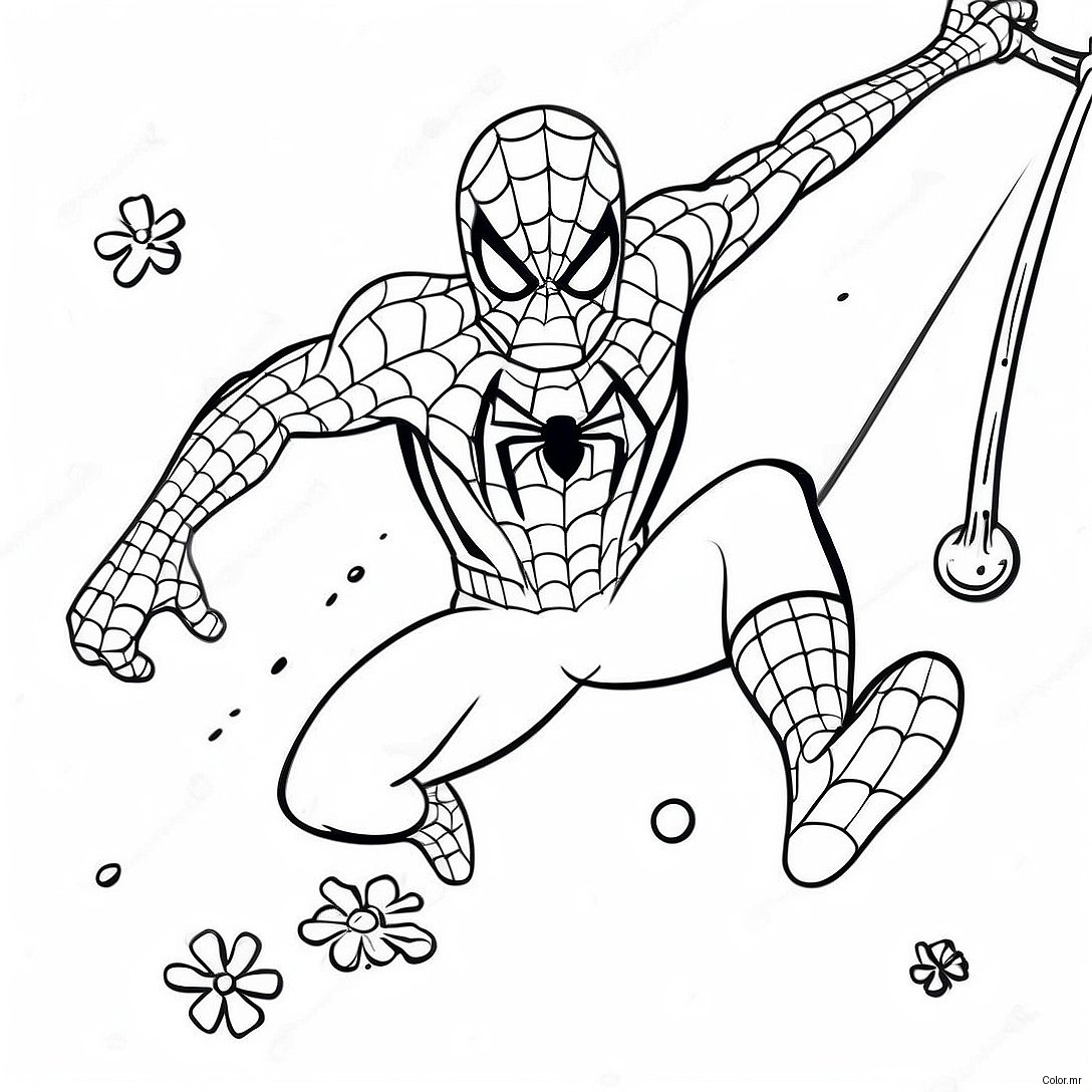Spider Man Swinging Through Snowflakes Coloring Page 40729 33739