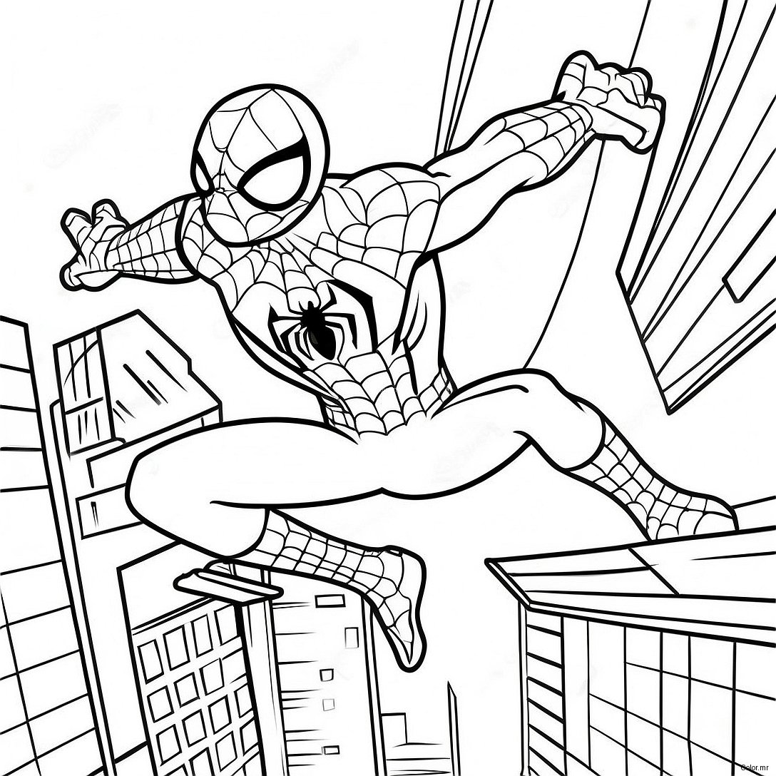Spider Man Swinging Through The City Coloring Page 14580 12059