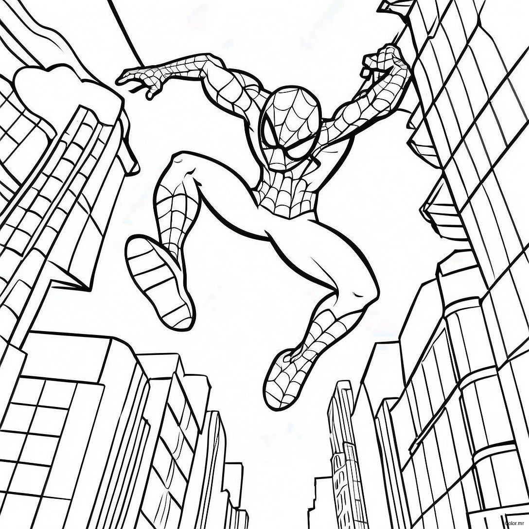 Spider Man Swinging Through The City Coloring Page 60217 49968