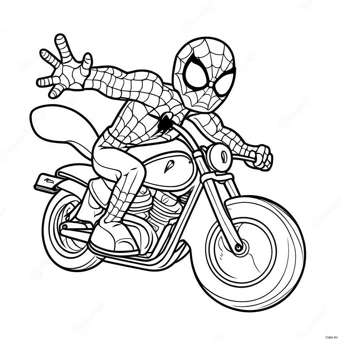 Spiderman Riding A Cool Motorcycle Coloring Page 19979 18635