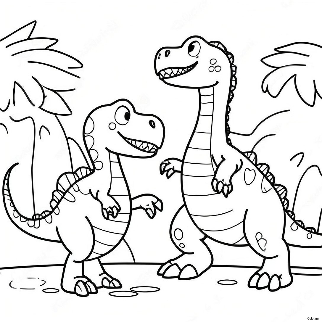 Spinosaurus Vs T Rex Epic Battle Coloring Page 41649 34559